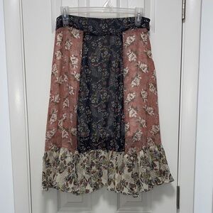 DownEast Floral A-Line Skirt in Pink and Black